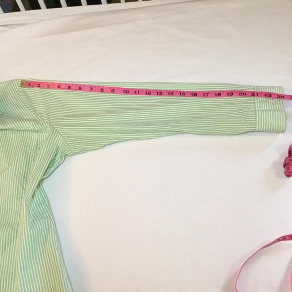 Allison Daley Vintage Spring Jean Jacket Mint Green White Stripes Ladies Size 10 - Picture 7 of 10